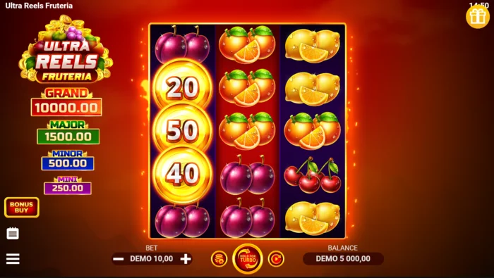 Ultra Reels Fruteria - główny ekran gry 3 na 5