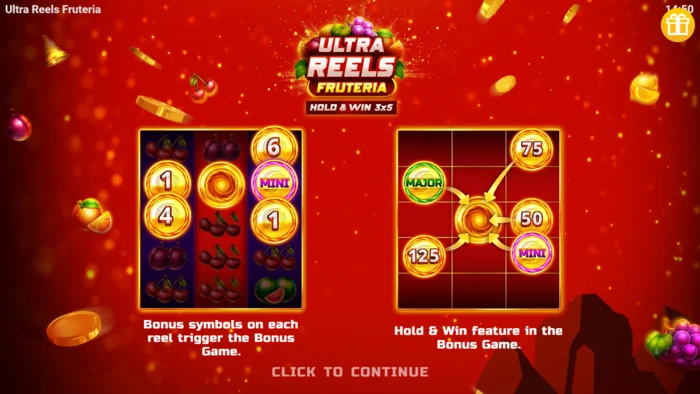 Ultra Reels Fruteria - menu startowe i przycisk uruchamiania